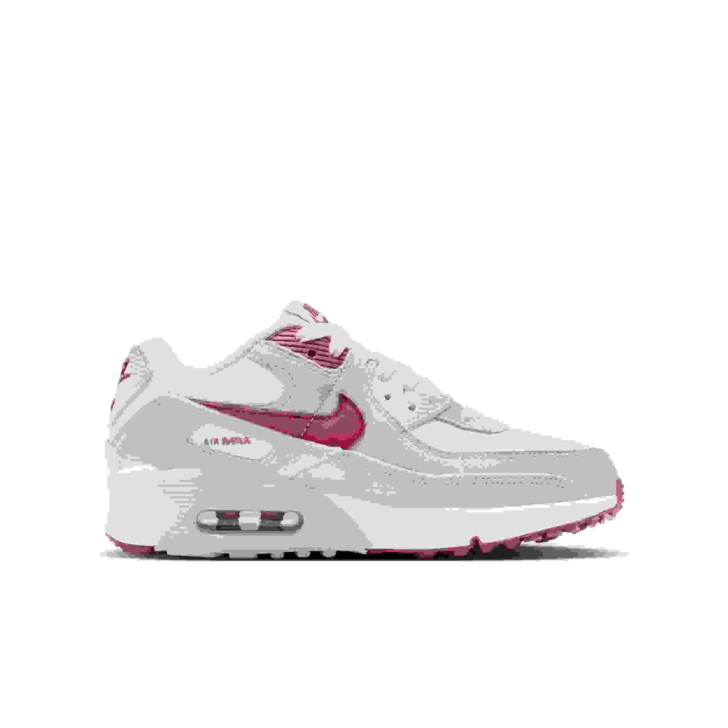 Nike Air Max 90 SE Grade School Boys' "White/Light Bone/Summit White/Team Crimson" Shoe